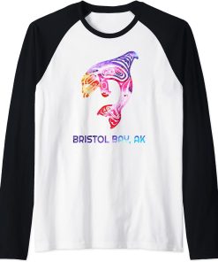 Bristol Bay Alaska Native American Orca Killer Whale Raglan Baseball Tee