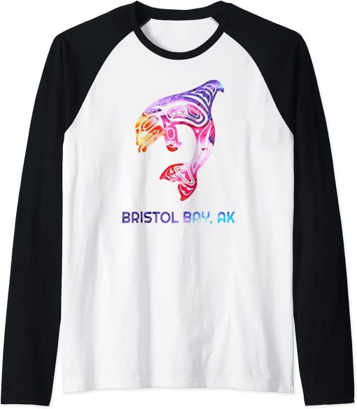 Bristol Bay Alaska Native American Orca Killer Whale Raglan Baseball Tee