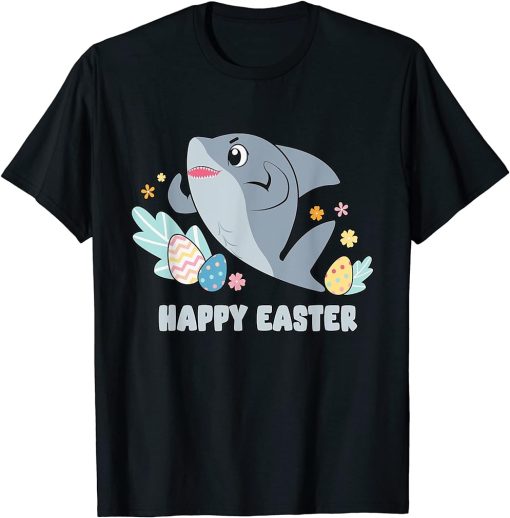 Cute Happy Easter Day Egg Hunt Boys Girls Kids Orca Shark T-Shirt