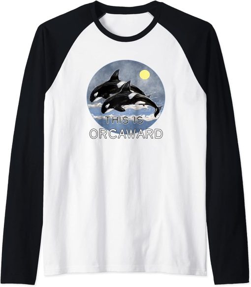 This Is Orcaward Orca Killer Whale art Retro Style Sea Panda Raglan Baseball Tee