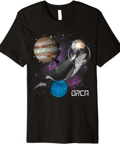 Orca Lover Astronaut Galaxy Space Ocean or Sea Animal Whale Premium T-Shirt