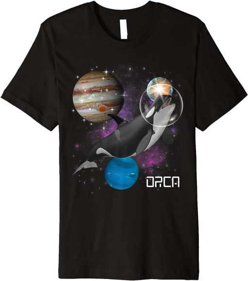 Orca Lover Astronaut Galaxy Space Ocean or Sea Animal Whale Premium T-Shirt