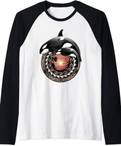 Cute Orca Whales Samoa Polynesia Style Orcas Raglan Baseball Tee