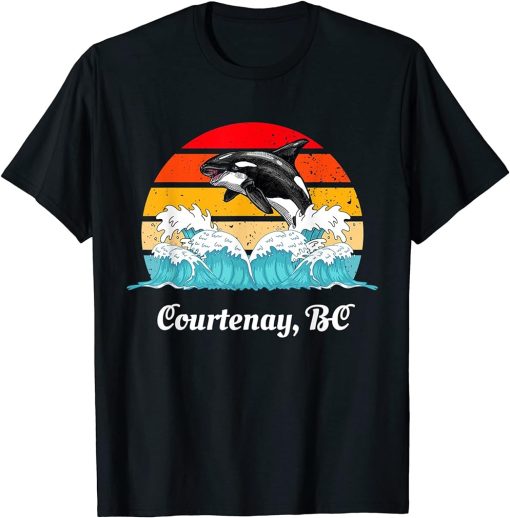 Vintage Courtenay BC Distressed Orca Killer Whale Art T-Shirt