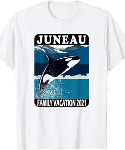 Juneau Family Vacation 2021 Whale Orca Mountains Ocean T-Shirt