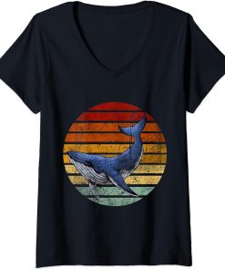 Womens Vintage Killer Whale Orca Funny Retro Whale Sea Ocean Gift V-Neck T-Shirt