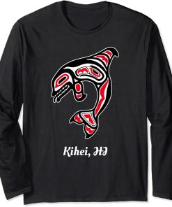 Native Kihei Hawaii Red Orca Killer Whale Long Sleeve T-Shirt