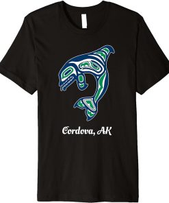 Blue Green Native American Cordova AK Orca Killer Whale Premium T-Shirt