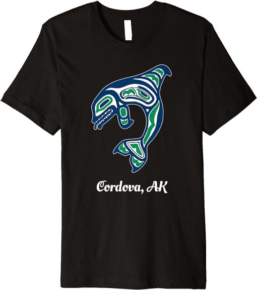 Blue Green Native American Cordova AK Orca Killer Whale Premium T-Shirt